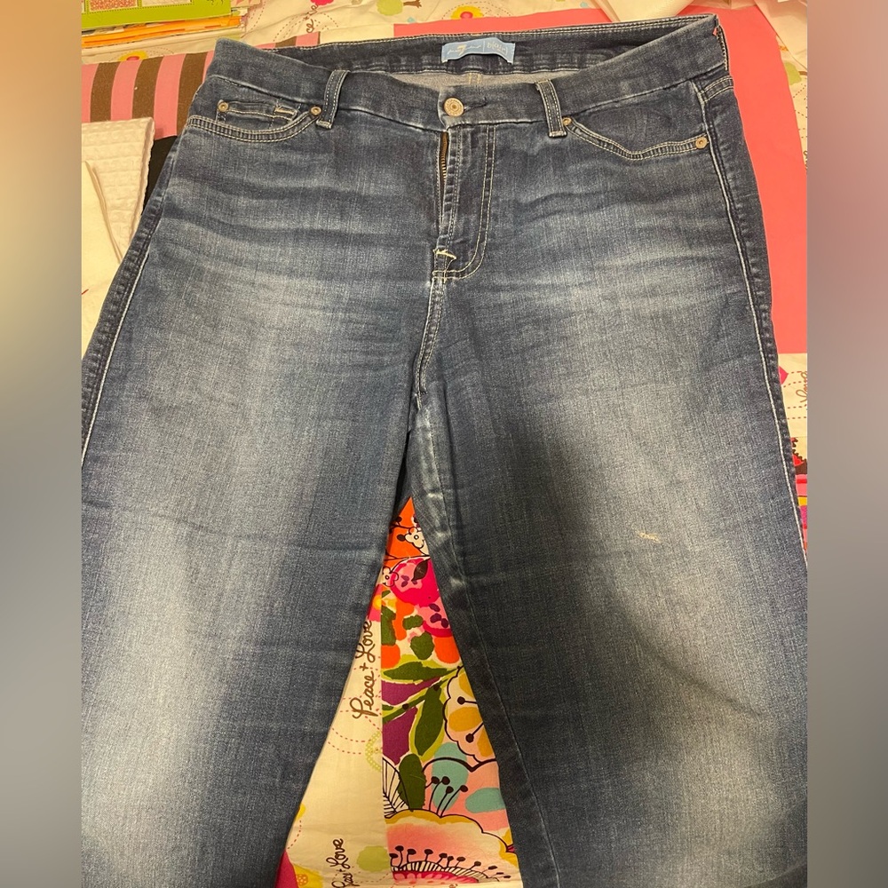 7 For All Mankind Women's Straight Leg Jeans in Blue Size 31